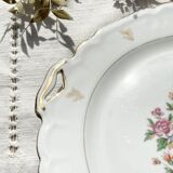 Vintage Limoges Berry porcelain cake dish with bird of paradise motif -