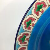 Longwy enamel blue plate bird and peony pattern