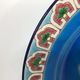 Longwy enamel blue plate bird and peony pattern