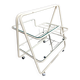 70s rolling trolley in glass and cream metal