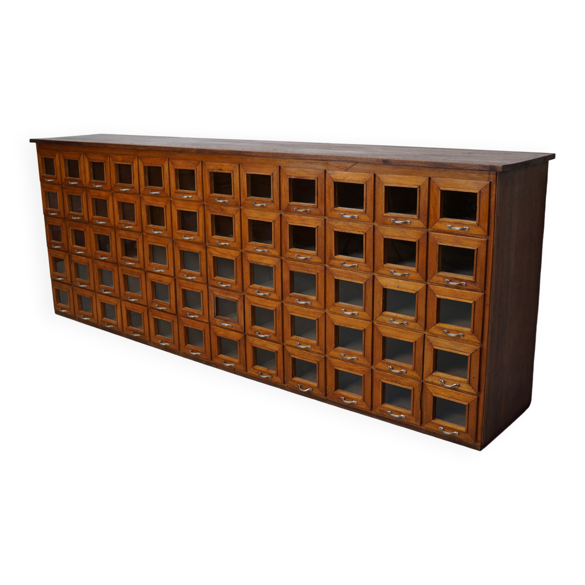 Vintage Dutch Oak Haberdashery Shop Cabinet / Vitrine, 1950s