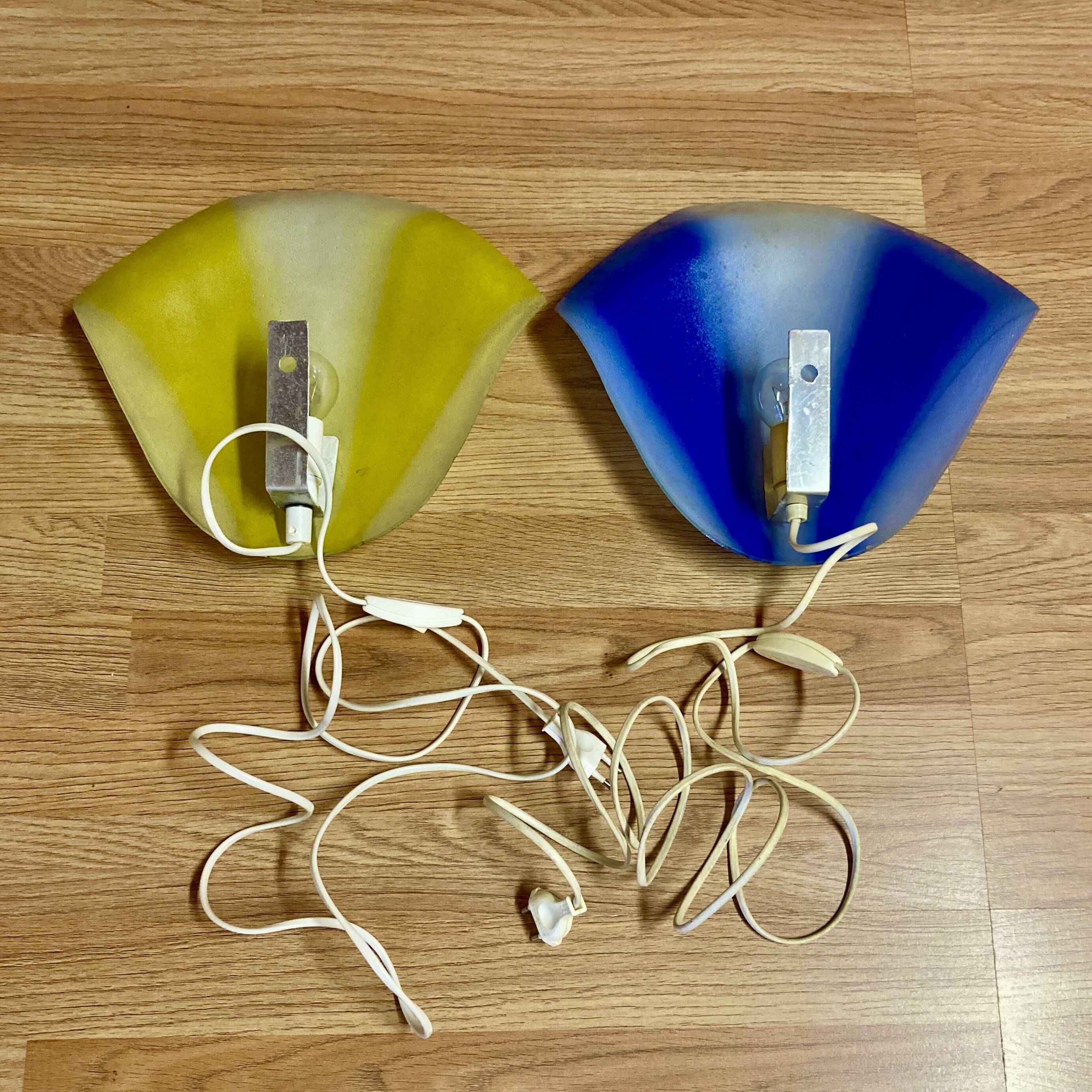 Pair of glass wall lights, Scandinavian design, 1950s.