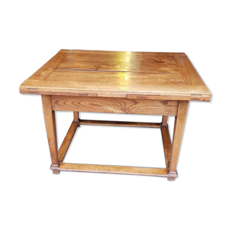Early 19th century elm wooden extension table with drawer