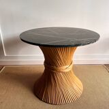 Bamboo rattan table McGuire with marble top