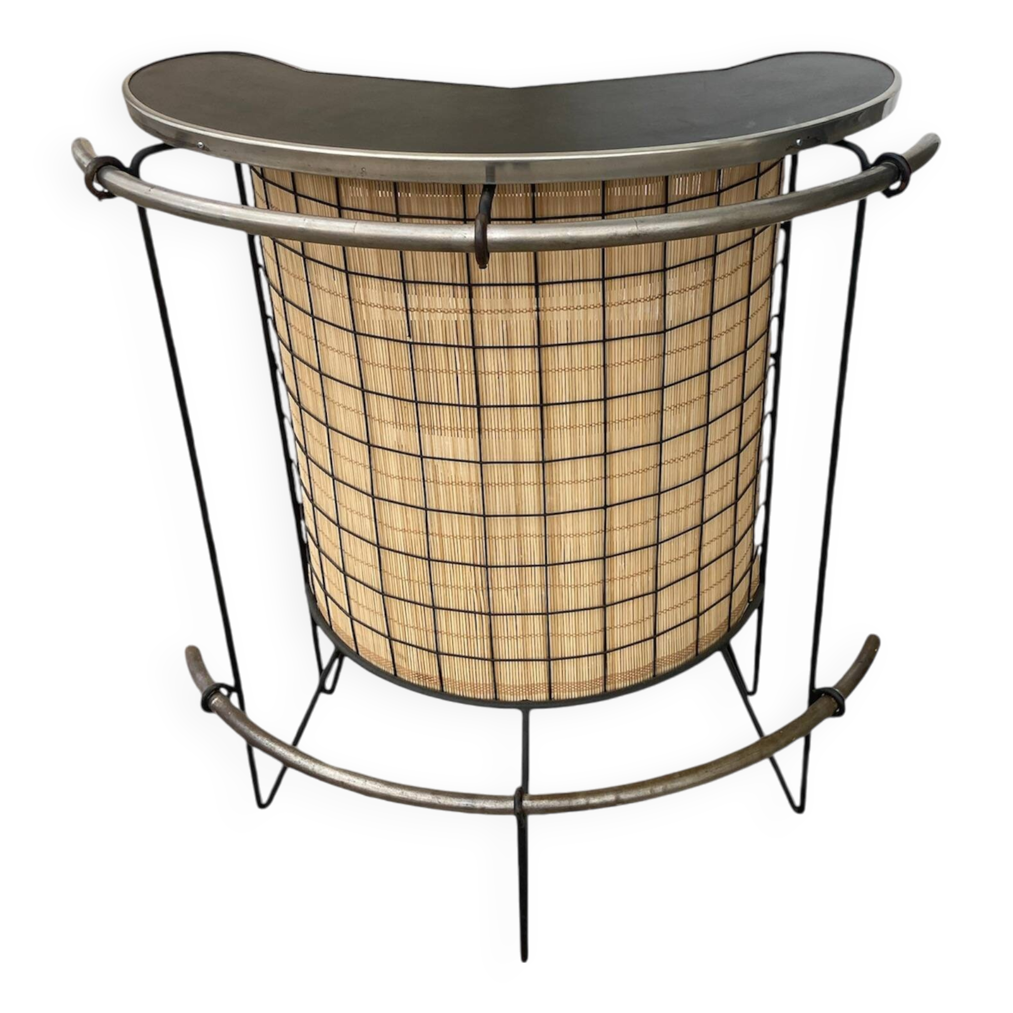 Metal and rattan bar, 1950s