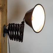 Industrial Black Enamel Scissor Wall Lamp, 1930s