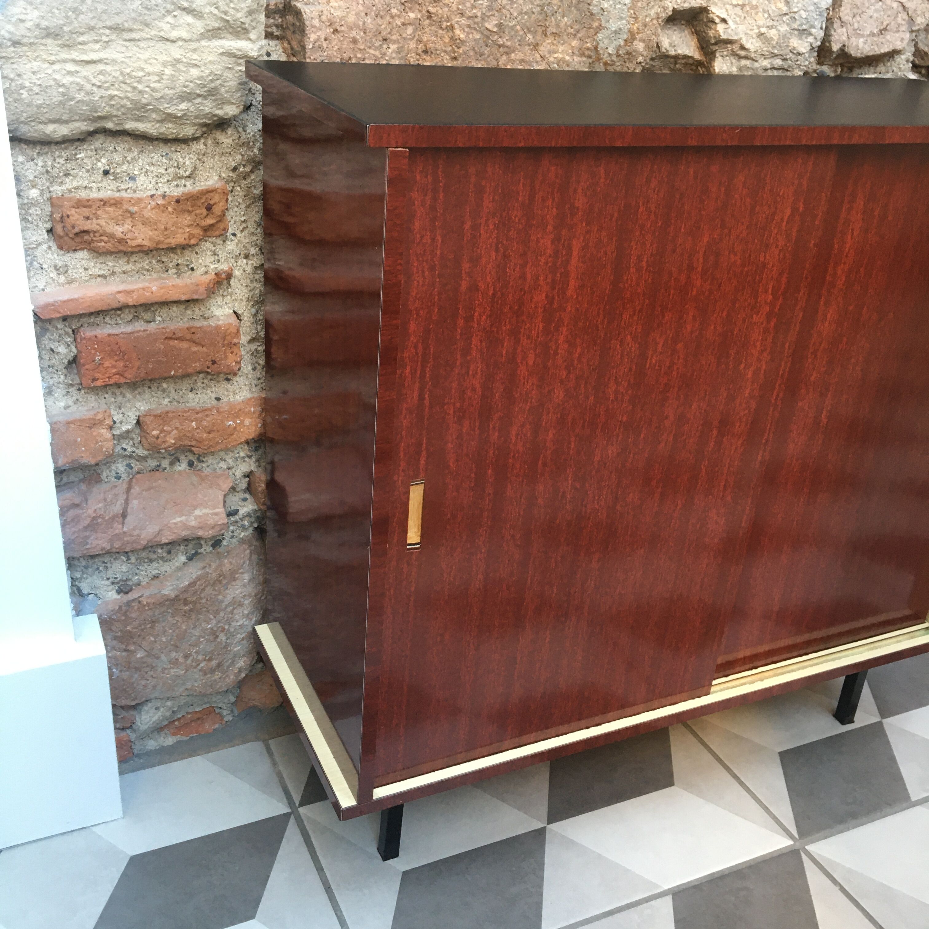 Doll cabinet 50s formica and varnished wood