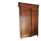 Louis XV style wardrobe entirely pegged wood with 2 cherry wood doors.