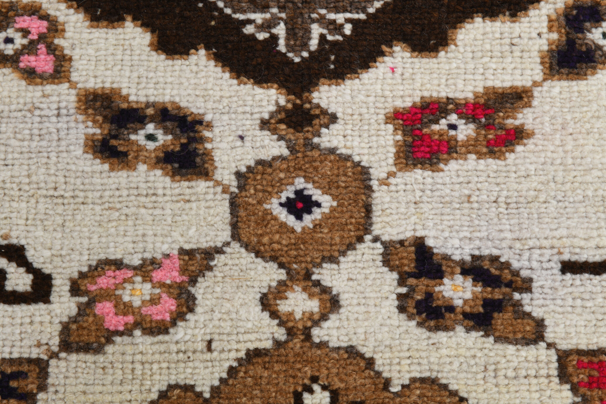 Wide brown beige turkish runner rug