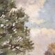 Authentic oil on canvas of a landscape with barges, view of the Seine.