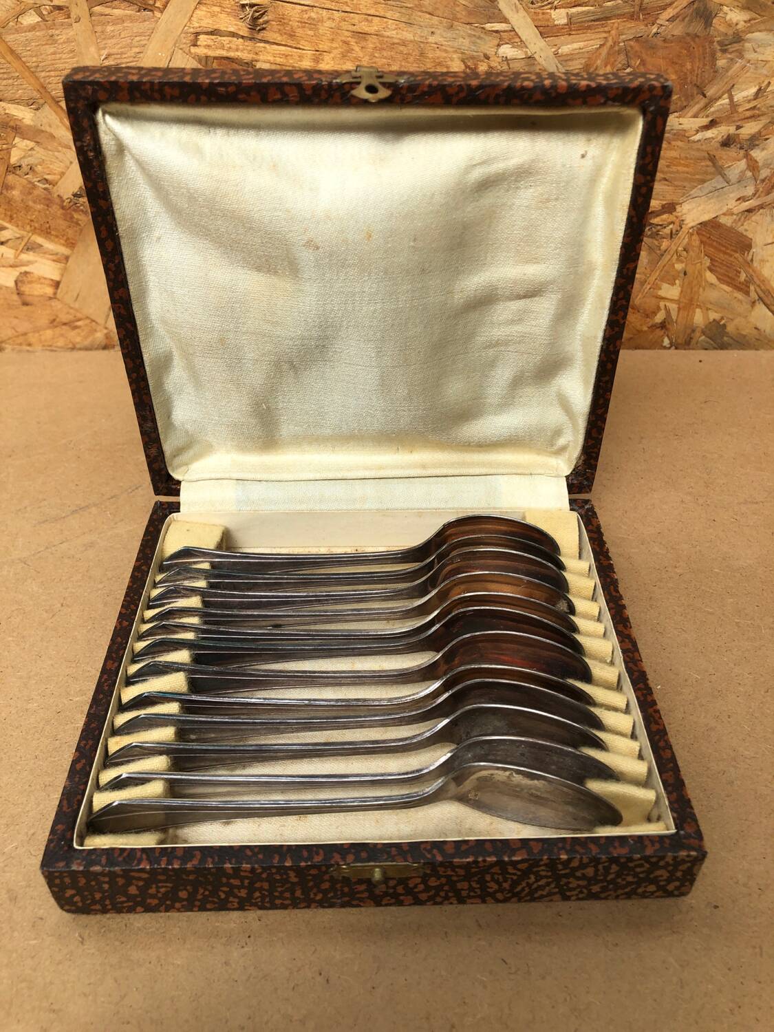 Series 12 old art deco coffee spoons vintage silver metal