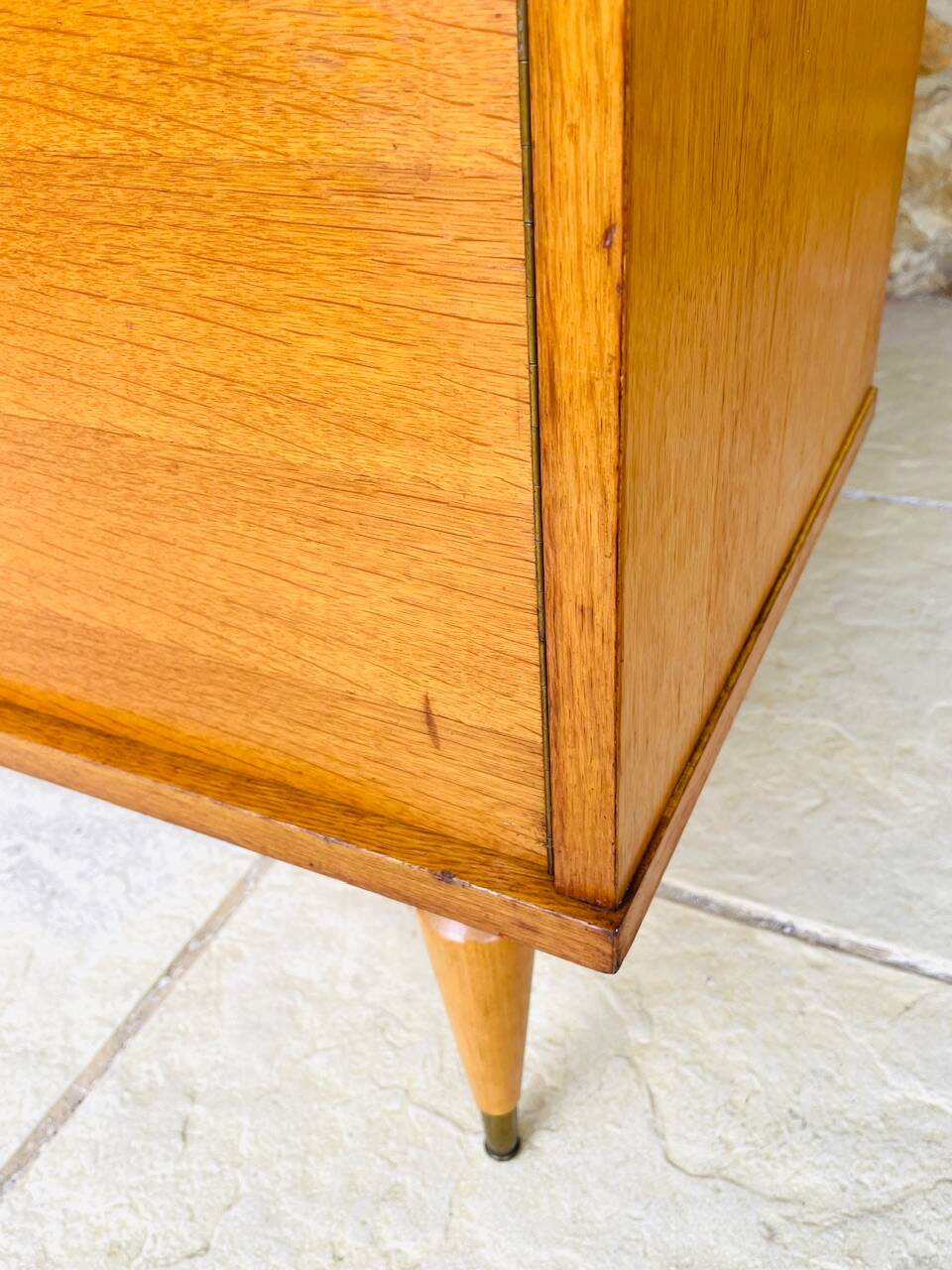 Large vintage chest of drawers with 4 drawers and oak storage, circa 1960s.