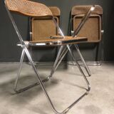 Chaises de salle à manger en rotin Plia par Giancarlo Piretti pour Castelli, années 1970