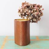 Vase with triangular section in sandstone signed
