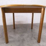 Danish ensemble transformable table 114 cm / 154 + 4 modernist chairs from the 1970s