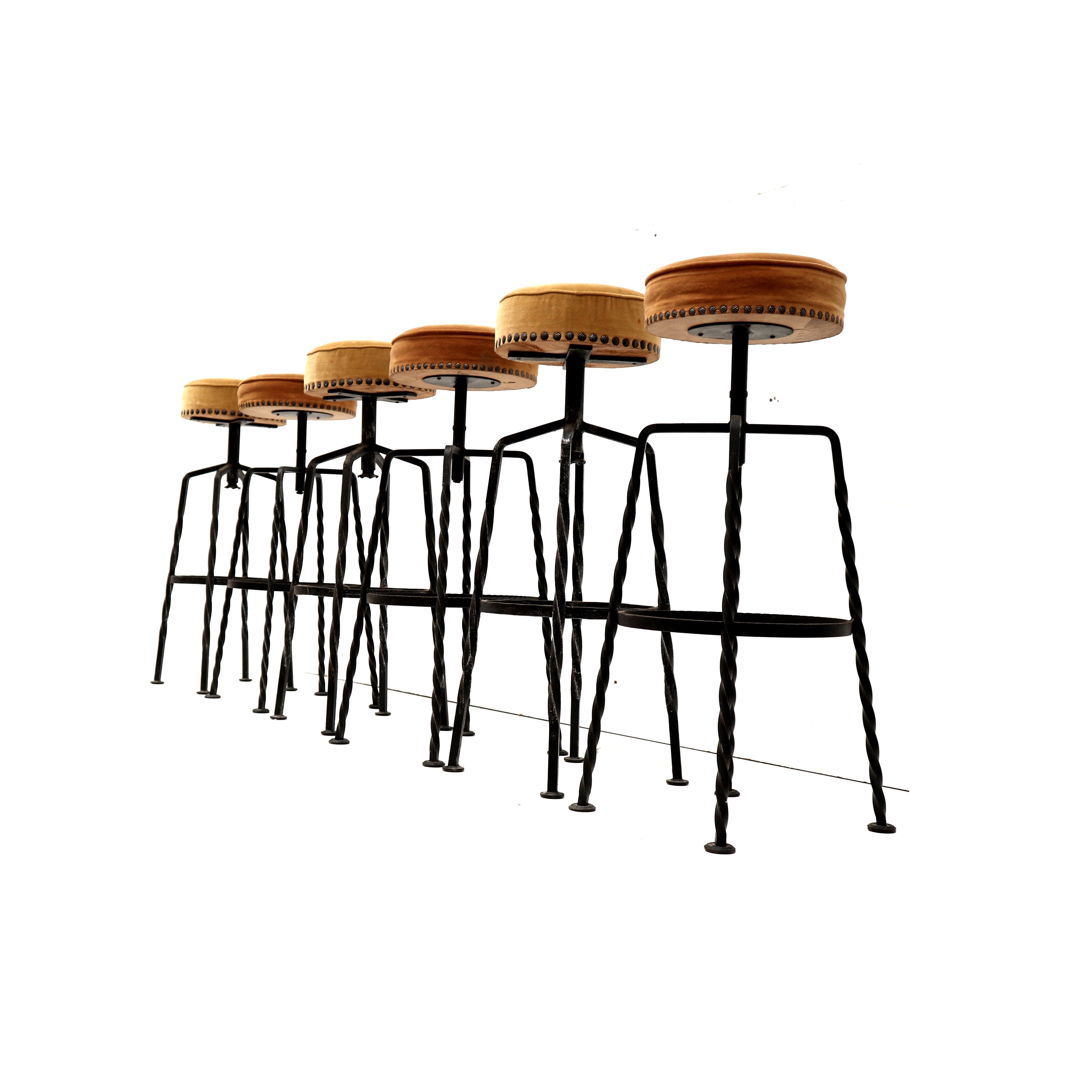 Set of six cast iron bar stools 1970s