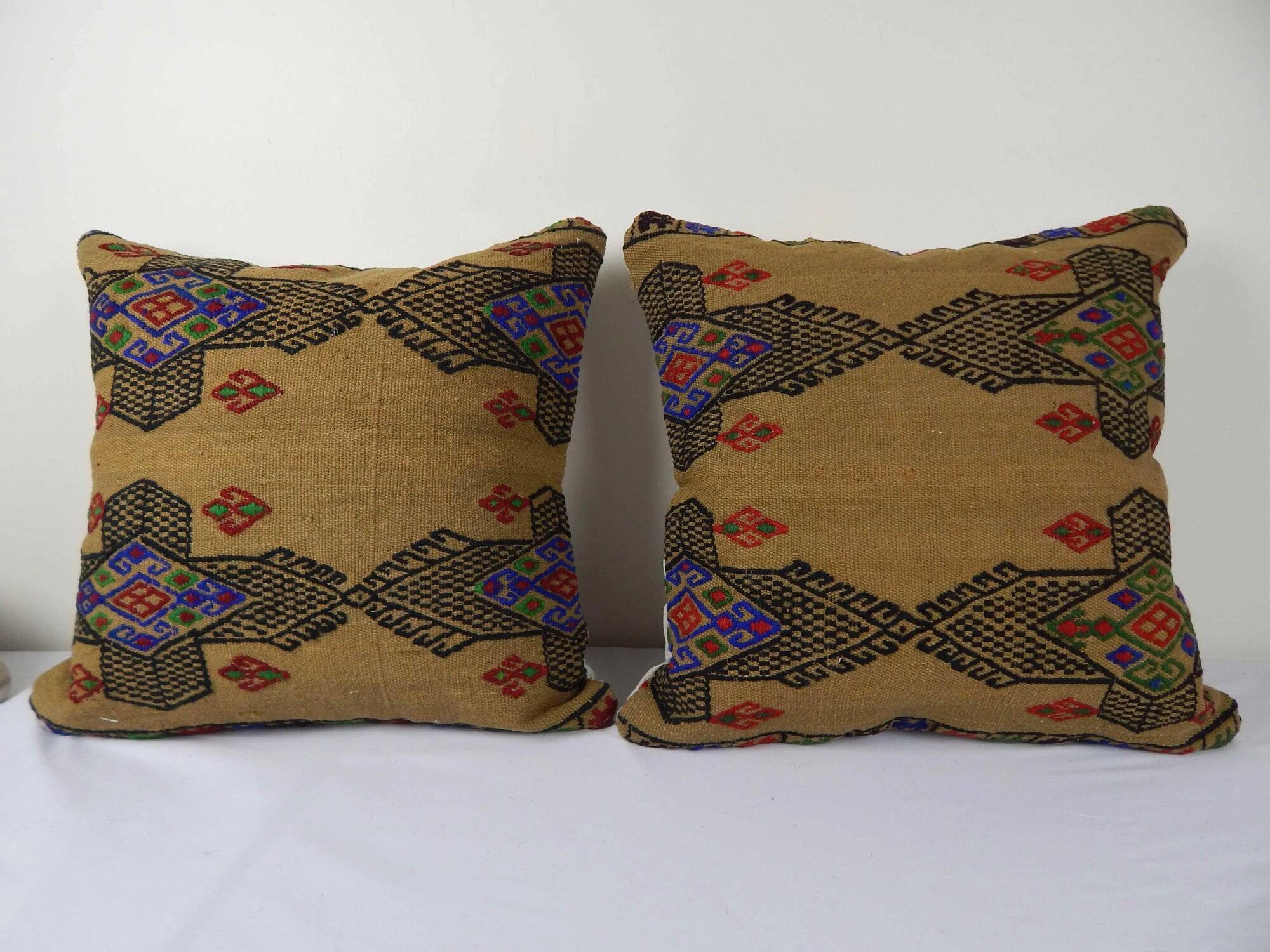 Set of 2 vintage kilim cushion covers 46x46 cm