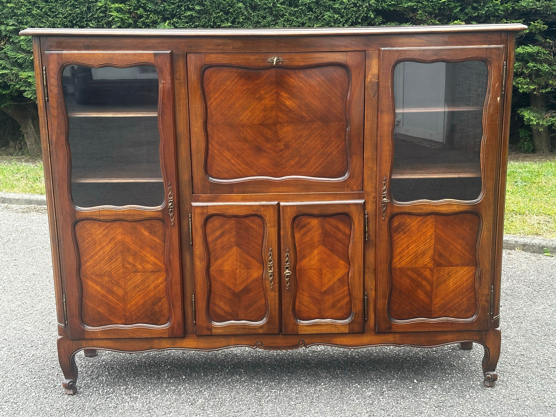 Sideboard, Louis XV style secretary in cherry wood, 1960s.