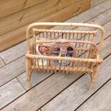 Vintage rattan magazine holder