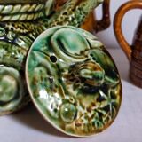 Set of old teapots and honey pot