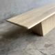 Light beige travertine Italian minimalist coffee table, solid natural stone 1980s