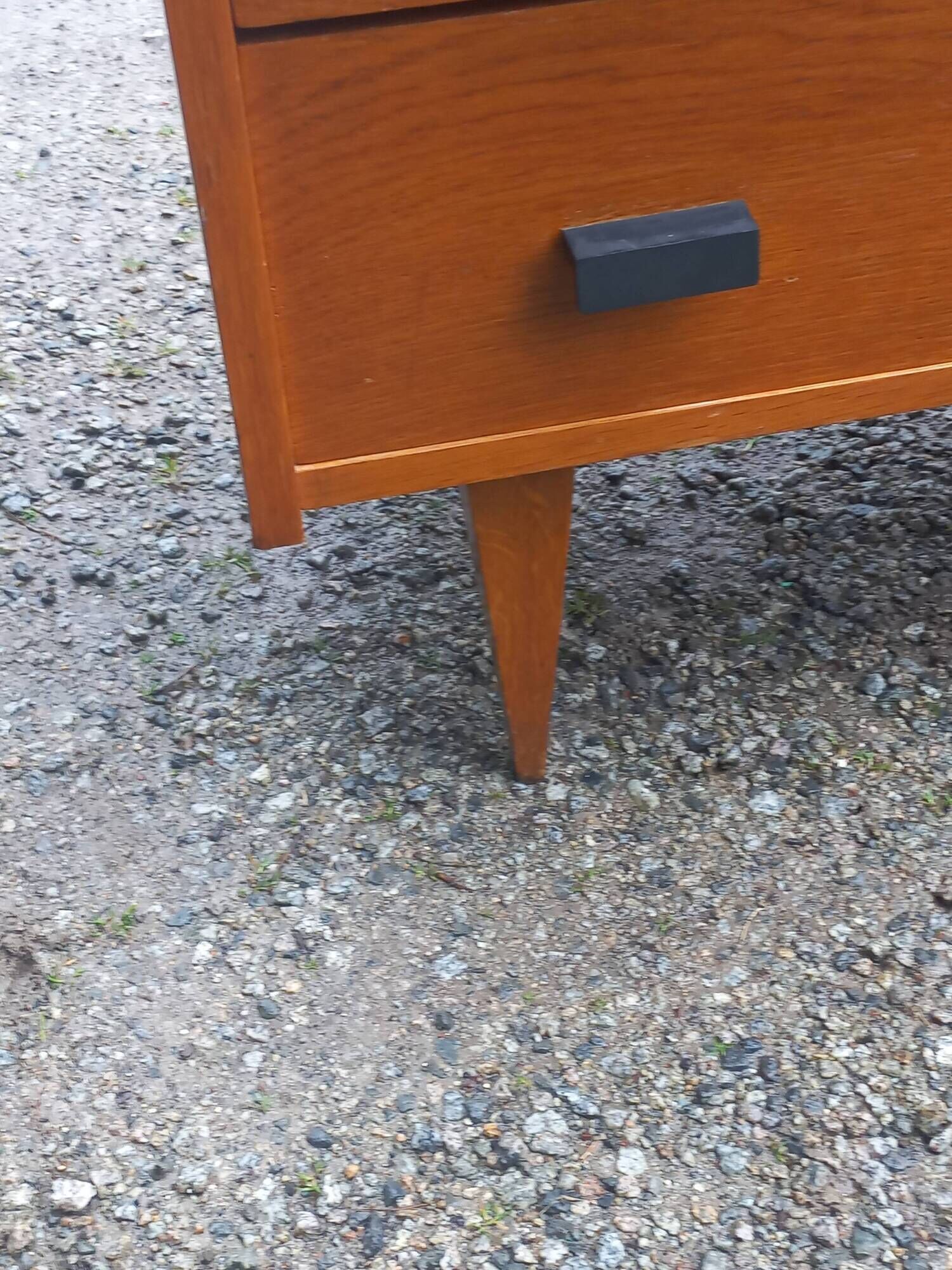 Vintage chest of drawers in gilded oak from the 50s 3 drawers feet bobbin