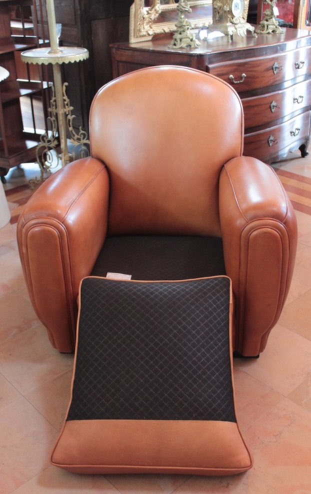 Pair of club chairs in leather
