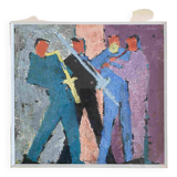Hsp painting "jazzmen" 1959 by michel ronga (20th century) + frame