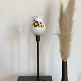 Table lamp with old white glass globe, restyled, lily of the valley shape