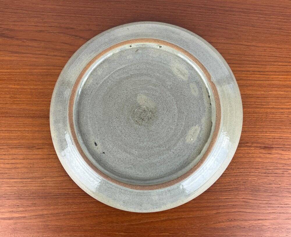 Vintage wall plate in West German pottery with rooster design, 1970s.