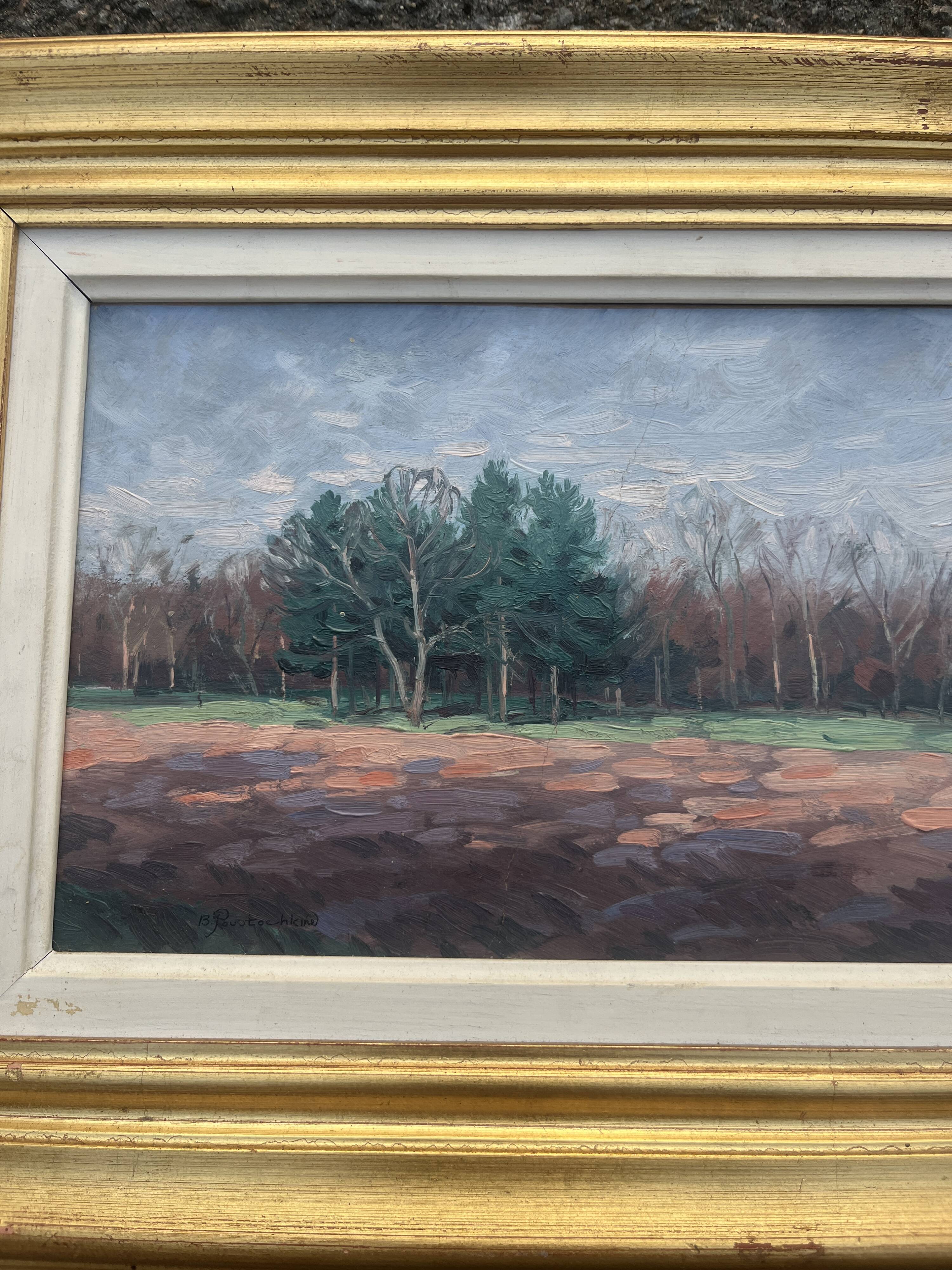 Ancient Table – Oil on canvas by Basil Poustochkine (1893-1973) – "View s