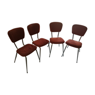 Lot de 4 chaises en velours vintage