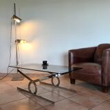 Coffee table 70s glass and chrome