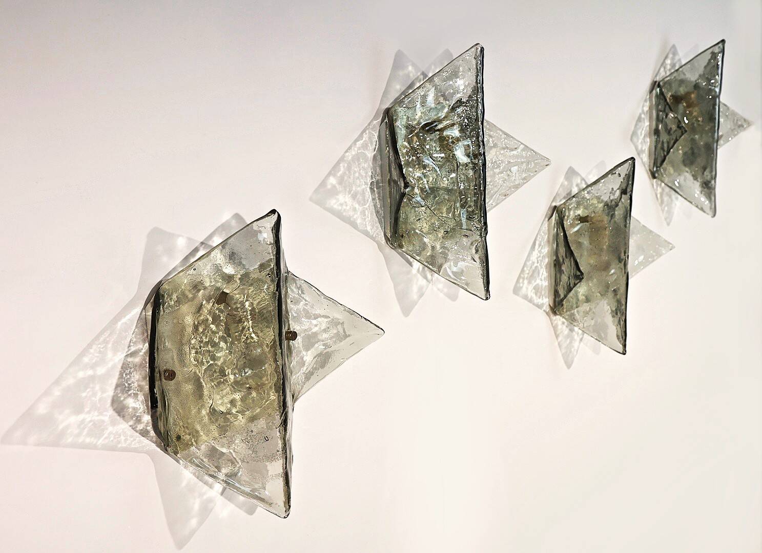Set of 4 Murano Glass Sconces LP253 by Carlo Nason for Mazzega, Italy, 1970
