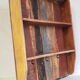 Wall shelf 3 shelves + 4 hooks cast iron in polychrome wood