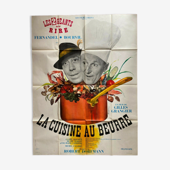 Affiche cinéma originale "La Cuisine au Beurre" Fernandel, Bourvil 120x160cm 1963