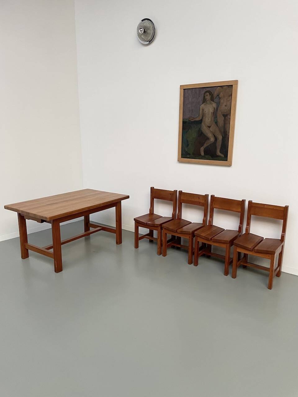 Set of table and 4 chairs, 60s mountain furniture