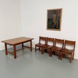Set of table and 4 chairs, 60s mountain furniture