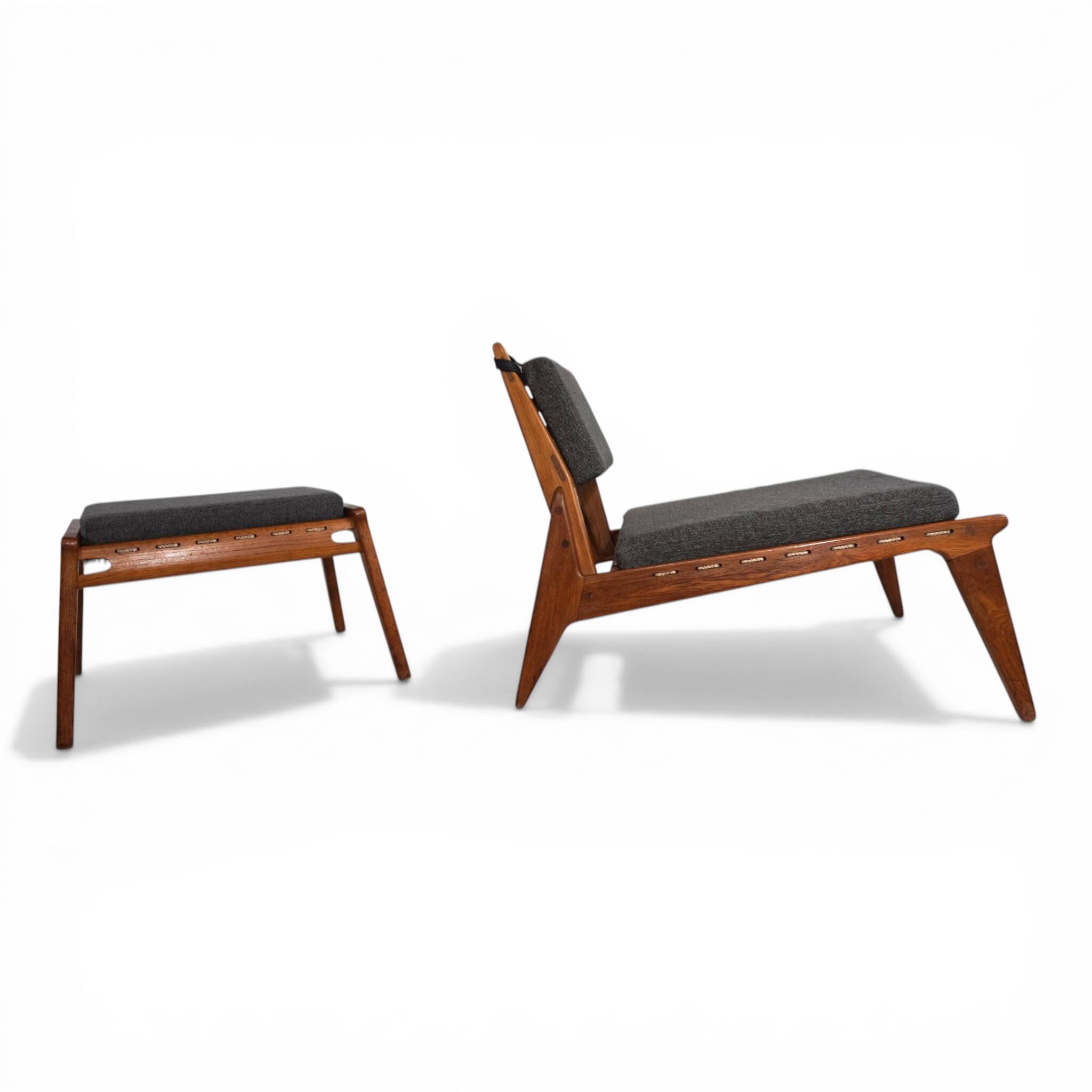 Hunting Chair lounge chair with ottoman by Heinz Heger for PGH Erzgebirgisc