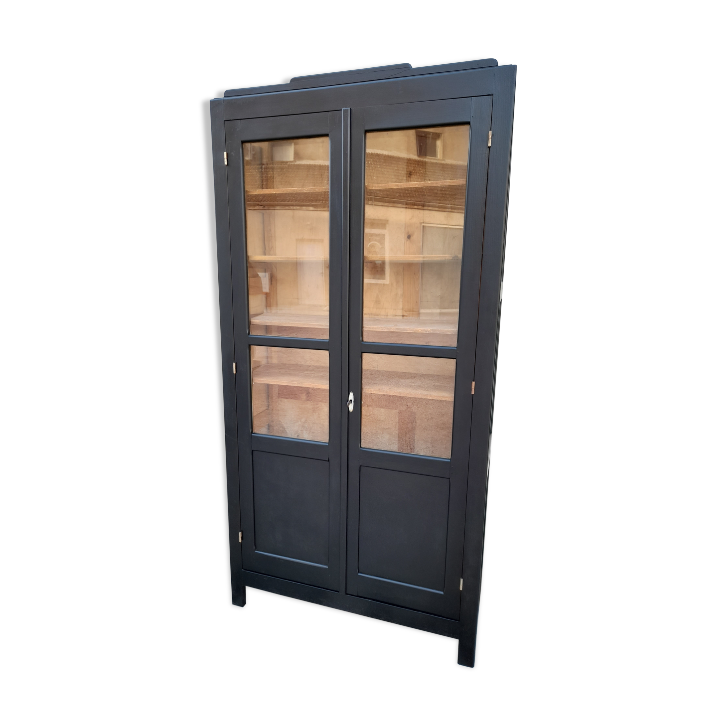Former school showcase 1950 black patiné