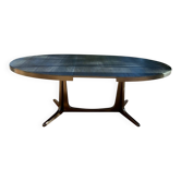 Oval extendable dining table in the style of baumann — ebonised black — vi