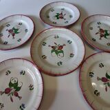 6 antique flat plates in earthenware in good condition.