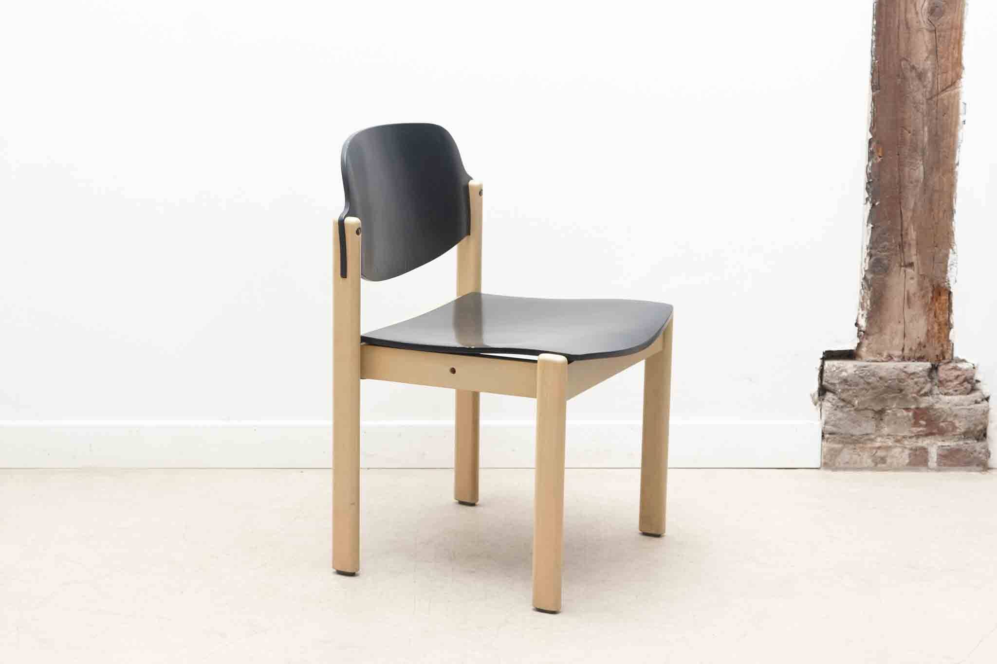 Curved wooden chair from the 1970s, Germany, black and beech.