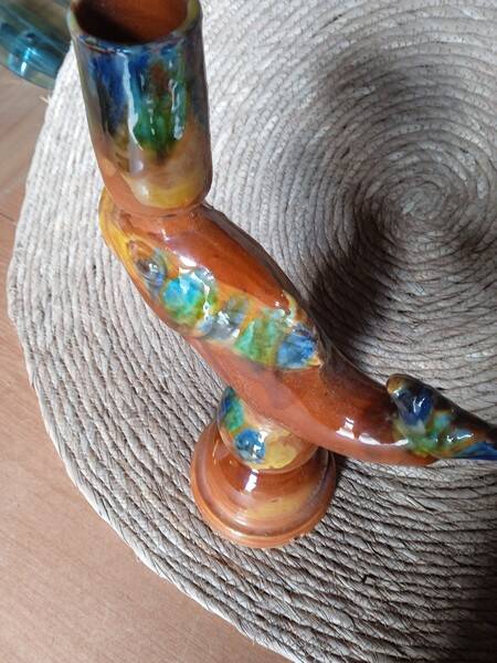 Vintage enamelled ceramic lamp base 1960