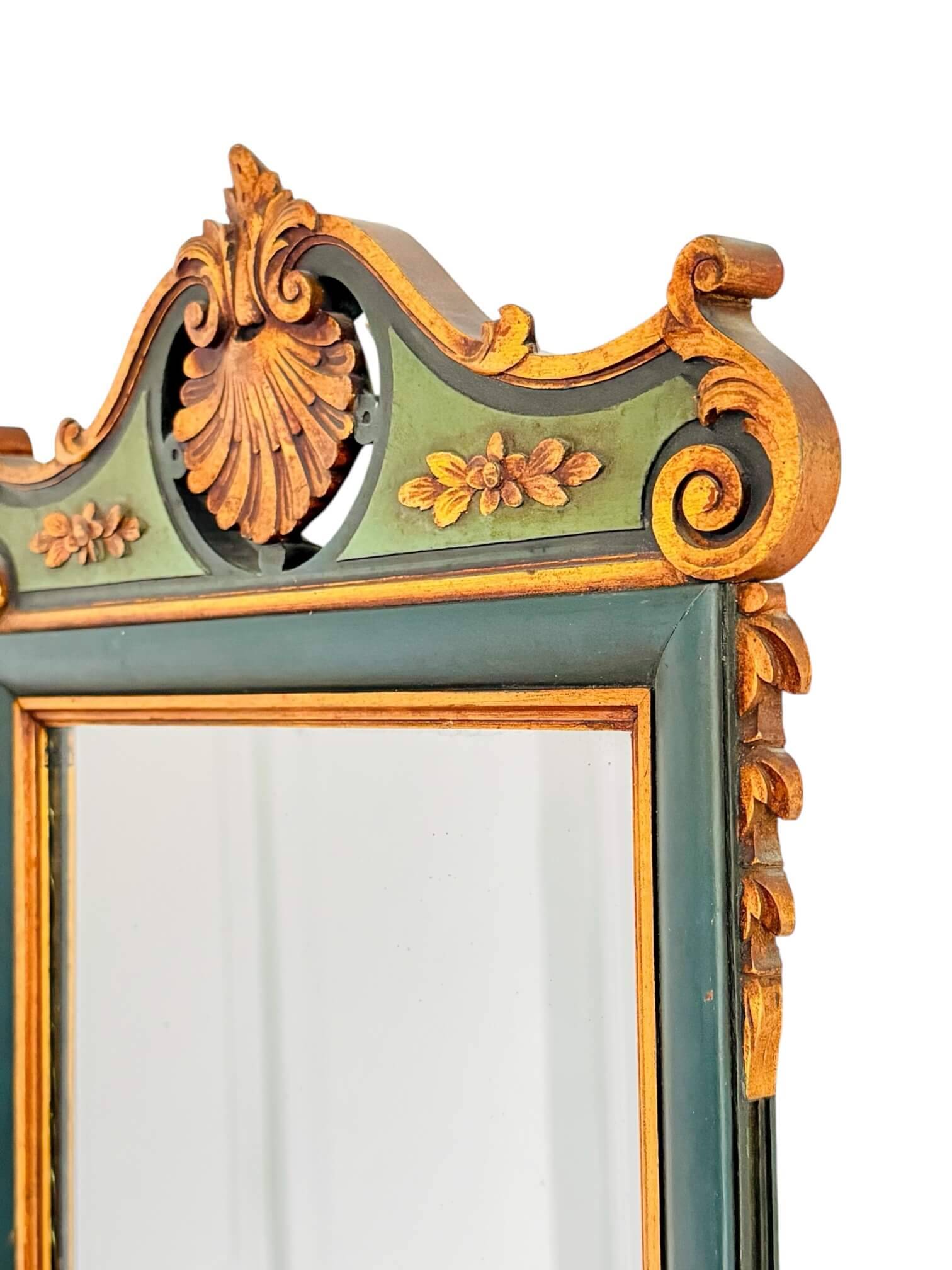 Antique full-length wall mirror in carved wood