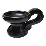 Matte black ceramic candle holder from the 60s