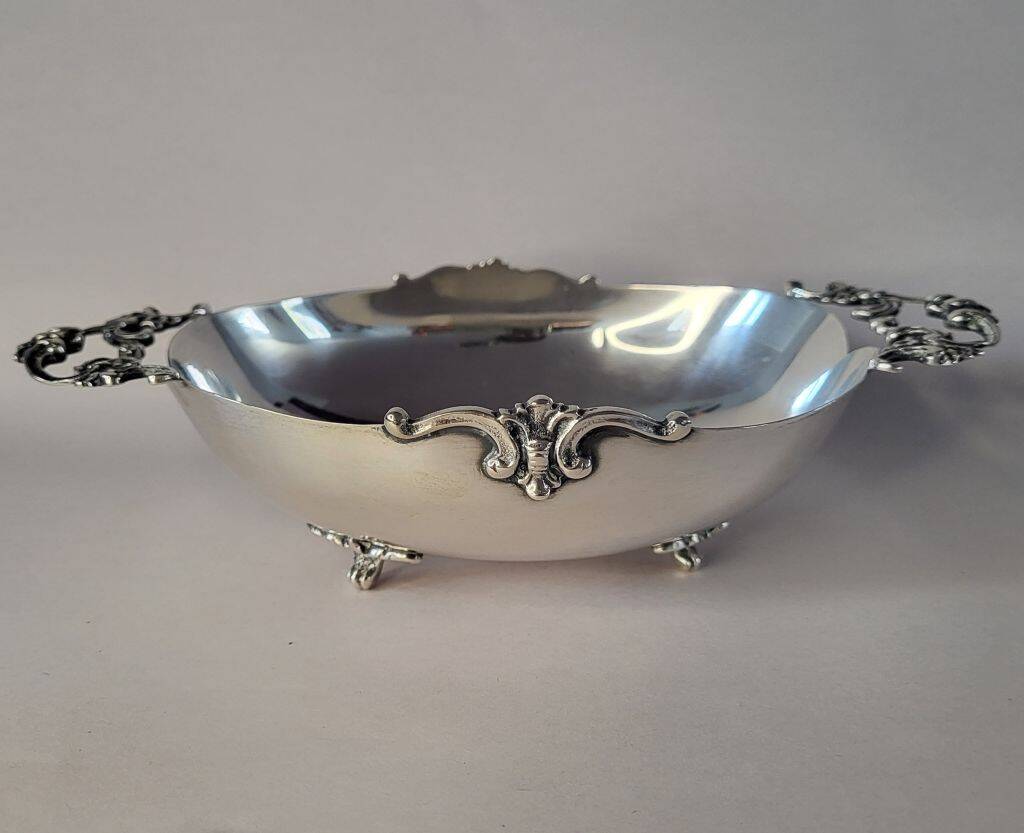 Italian 800 Silver Oval Footed Bowl