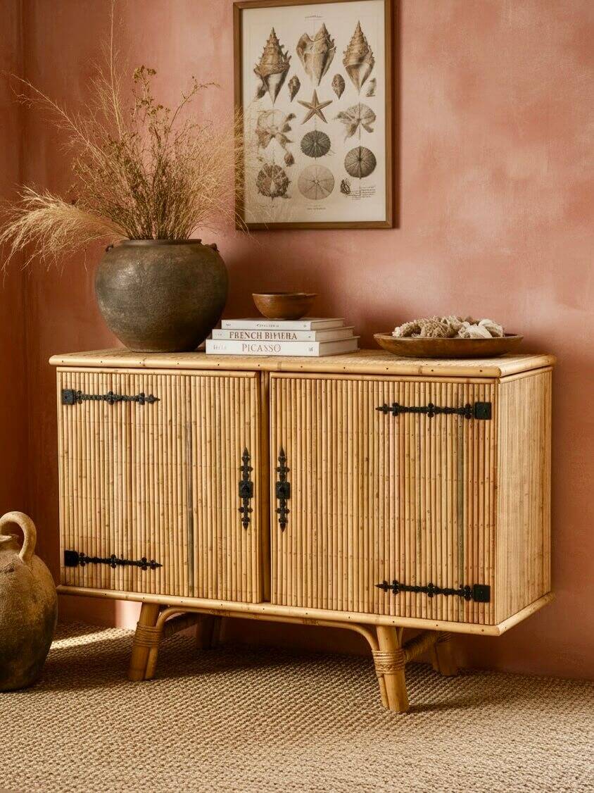 Bamboo and rattan buffet Audoux Minet