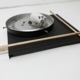 1960 wall light, black metal glass and gold brass rods