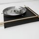 1960 wall light, black metal glass and gold brass rods
